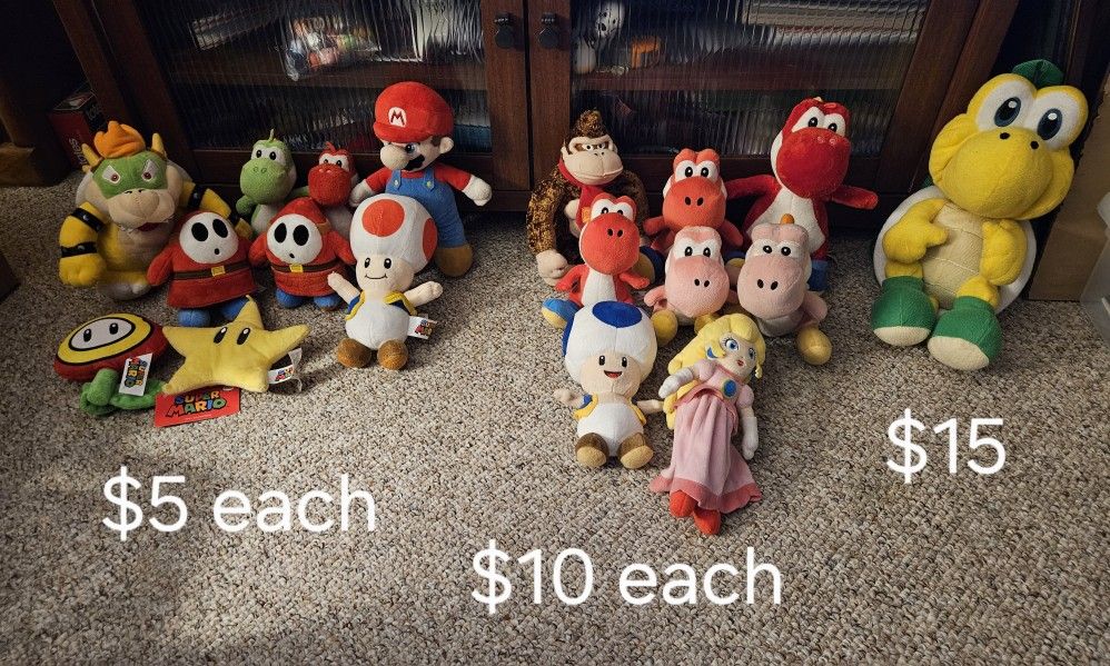 Mario, Yoshi Etc Plushs