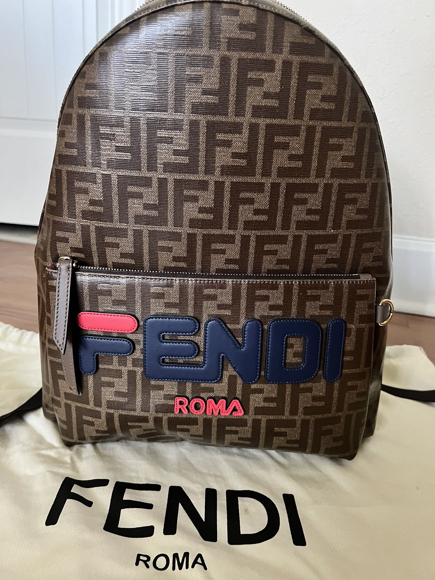 FENDI Zucca Fendimania Canvas Backpack With Dust bag 100% Authentic With Serial NR.  NEW Gucci