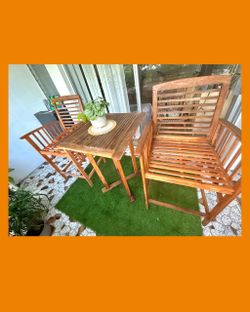 Wooden Outdoor Bistro Table and Chairs Set