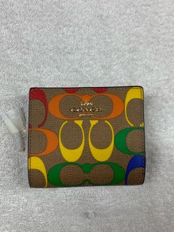 Coach Signature Canvas Rainbow Snap Wallet
