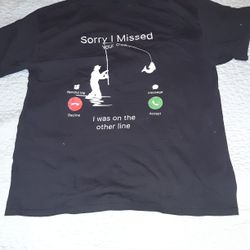 Mens Xl Black Tshirt Fishing Funny Gift On The Other Line Joke