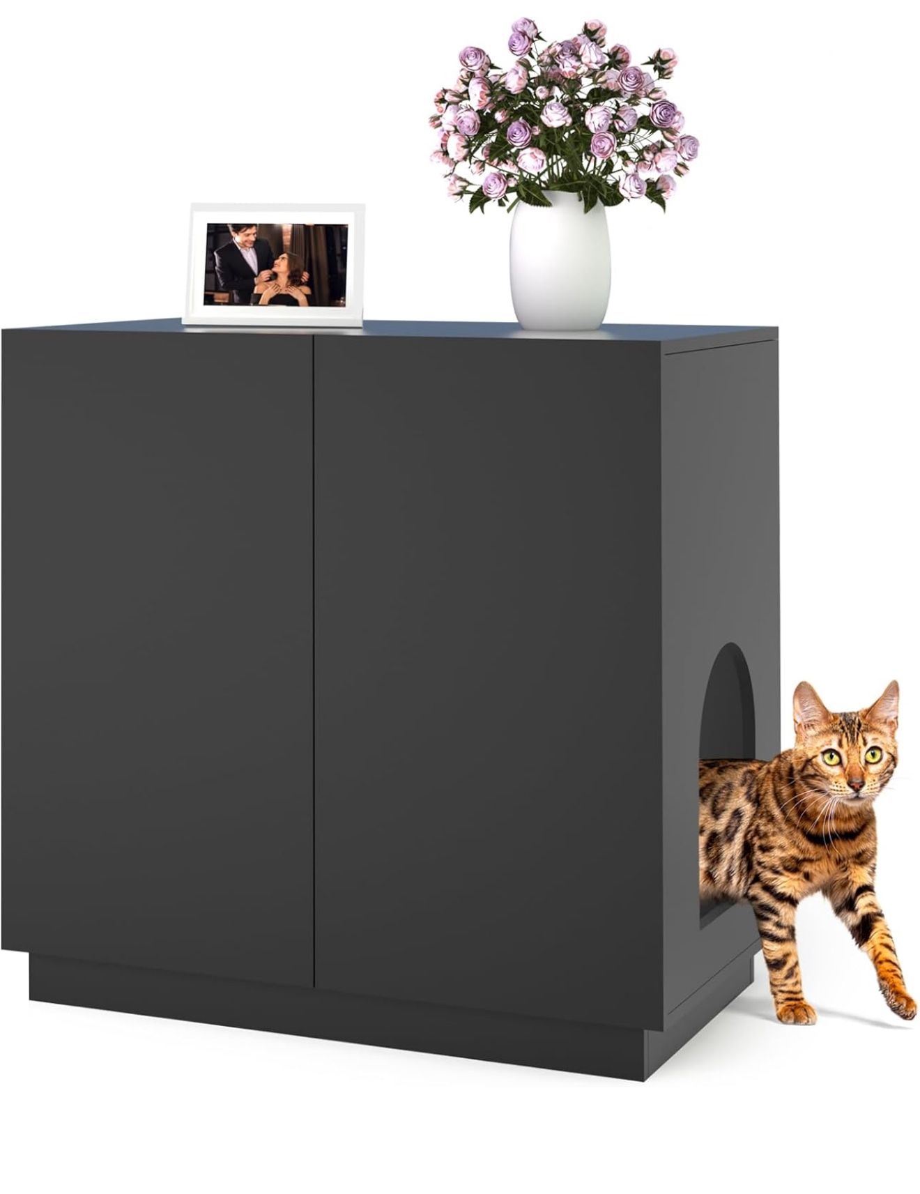 Cat Litter Box Enclosure, Large Litter Box Furniture, Modern Cat Litter Box Enclosure Furniture with Storage, Side Cabinet