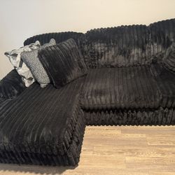 Black Fur Sectional Couch