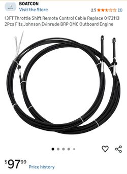 13FT Boat Throttle / Shift Cable for Johnson Evinrude BRP OMC Outboards