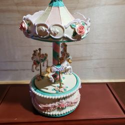 Vintage Carousel Porcelain Music Box