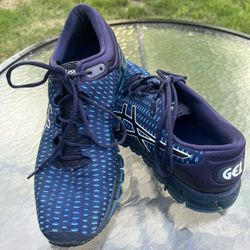 ASICS Gel Quantum 360 Navy and Teal Gel Running Shoes size 9 1/2