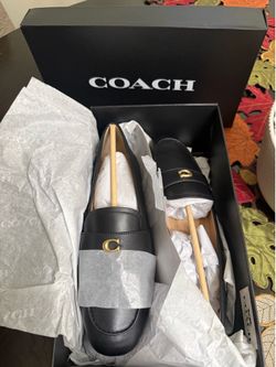 Coach Sculpted C Leather Loafer Black Size 8.5 New