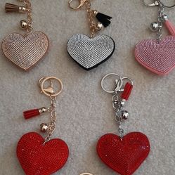 Heart-shaped keychain with rhinestones $10. each