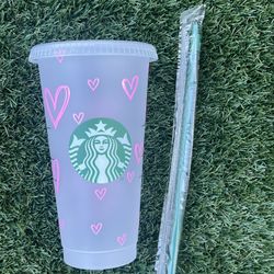 Personalized Hearts Starbucks Cup 
