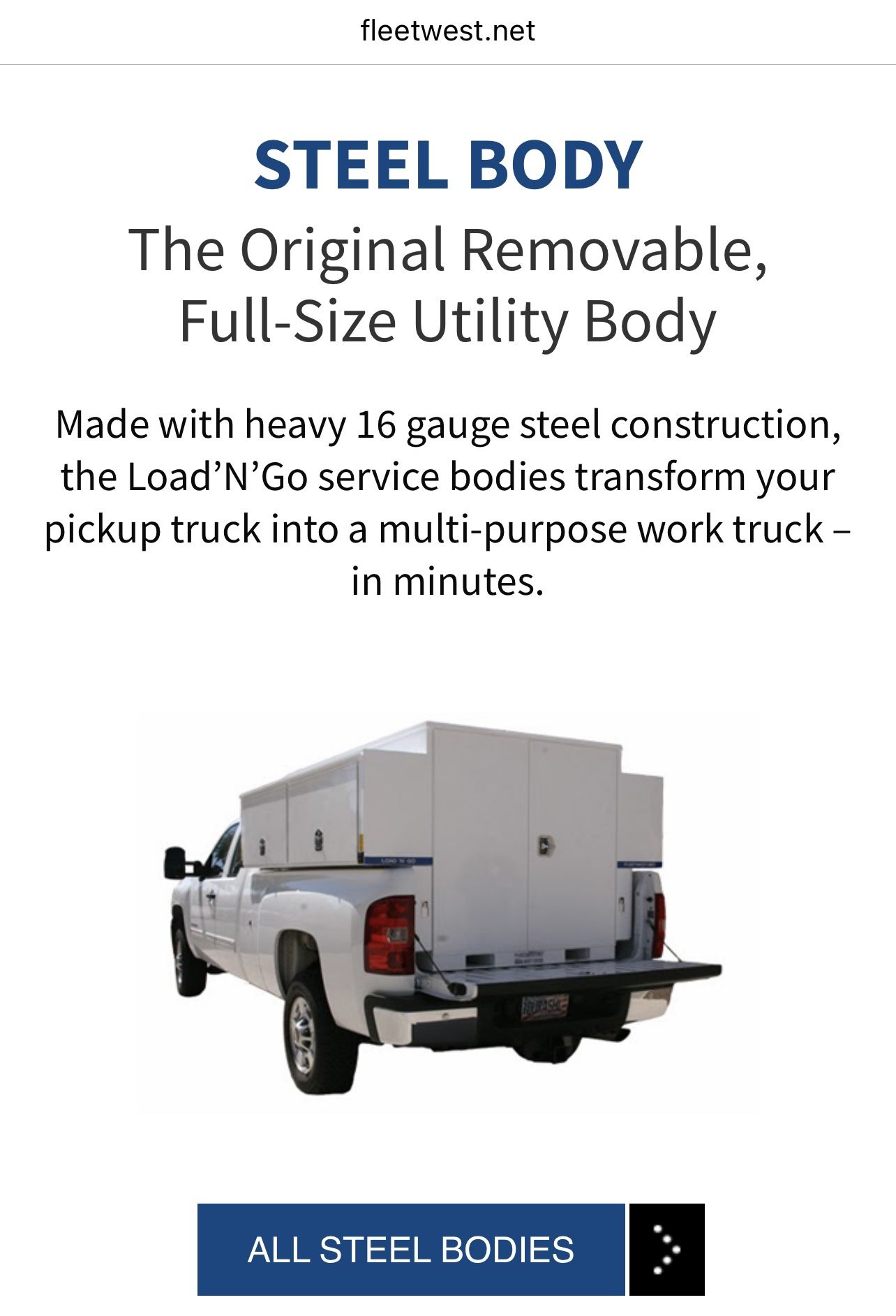 8ft Utility Box Steel Body (removable)