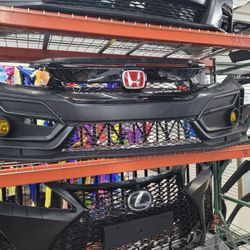16-21 Honda Type R Style conversion Front Bumper Cover W/Grille W/Lip fit Sedan Coupe HATCHBACK UNPAINTED