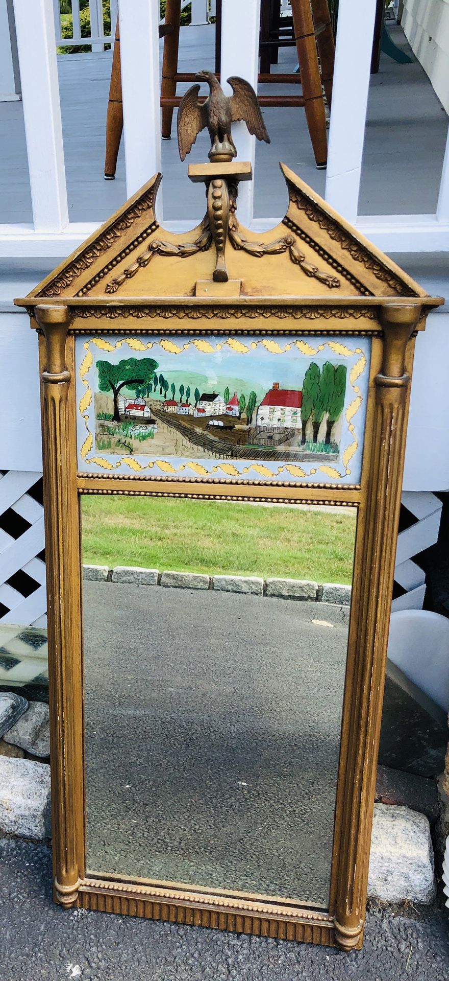 Antique Federal Hand Painted Trumeau Mirror