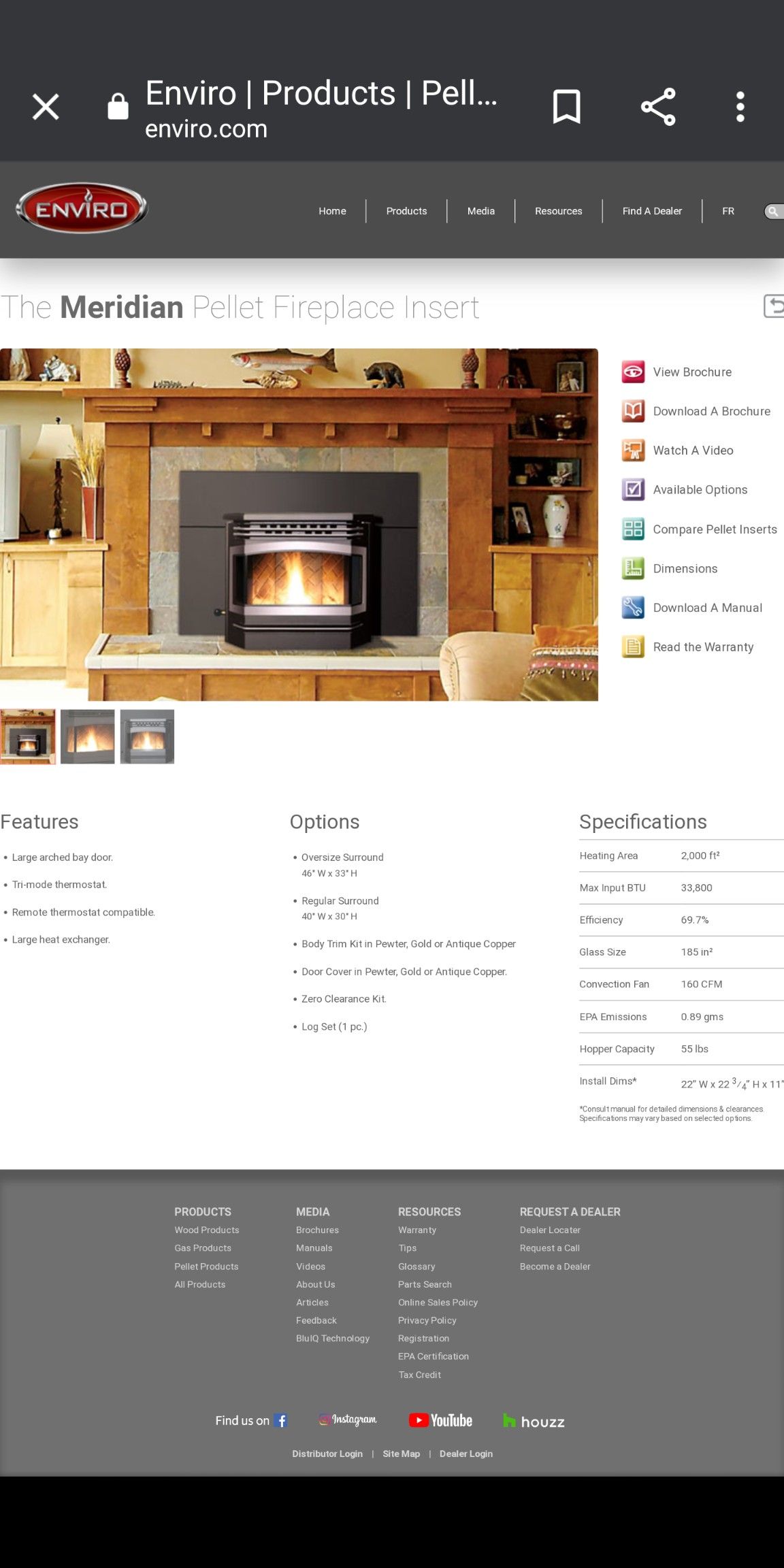 Enviro Meridian zero clearance pellet insert stove for Sale in Winsted