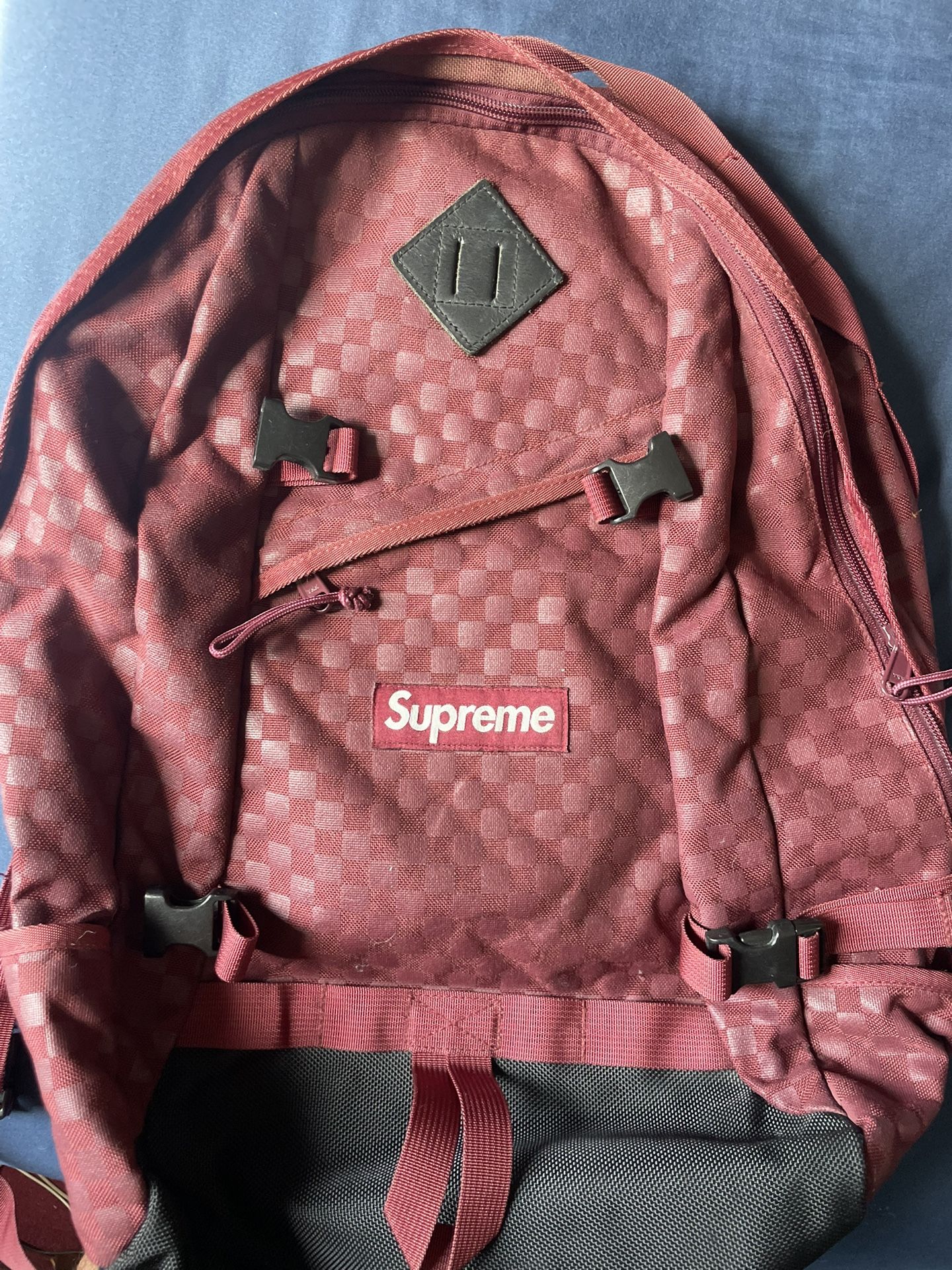 Supreme F/W 2011 Burgundy Checkered Damier Backpack very Rare