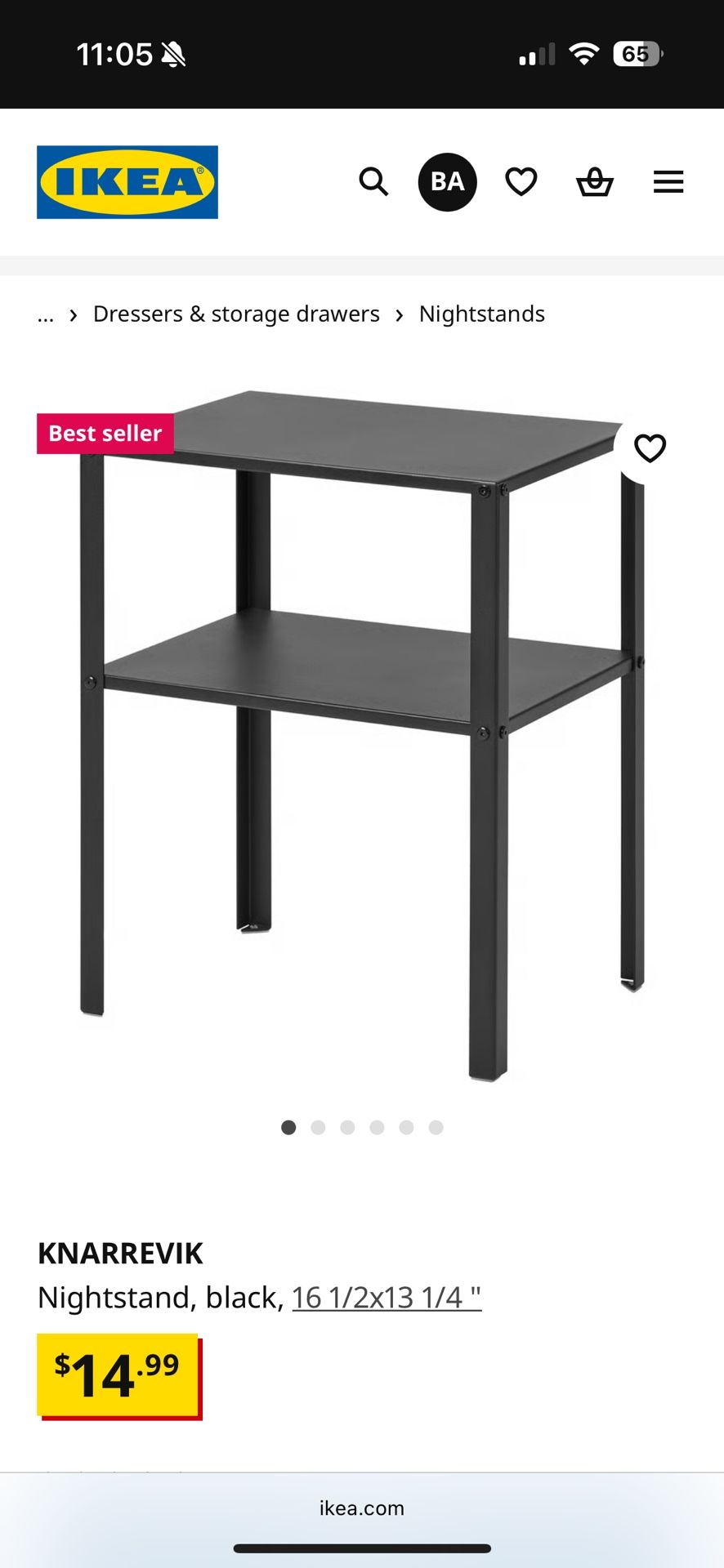 IKEA Metal Table Nightstand
