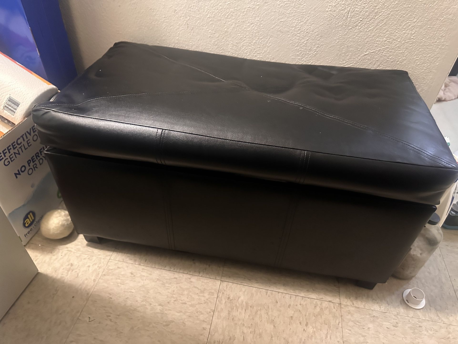 Black Upholstery Ottoman Bench W/Storage - MOVING