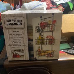 Handcrafted 3 Basket Over The Door Organizer Brand New