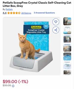 Scoop-free Self-cleaning Kitty Litter Box with first kitty litter refill included. Clean. LIKE NEW. $100 value for automatic litter box and first kitt