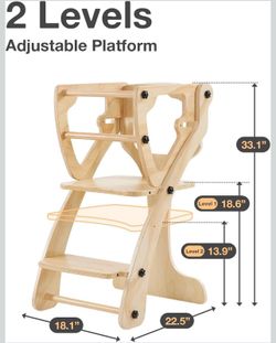 2 in 1 toddler kitchen stool with safety rails