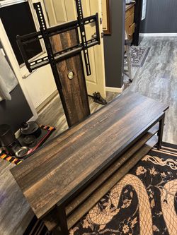 Rustic Industrial TV Stand with Metal Frame