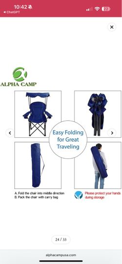 Alpha Camp Folding Camp Chair with Canopy