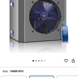 16000 BTU Swimming Pool Heat Pump 5000 Gallon Electric Pool Heater for Above Ground Pool 5KW Heating or Cooling WiFi Control 