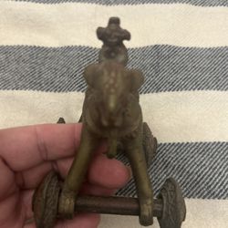 Antique Brass Elephant Indian Temple Chariot Wheels 