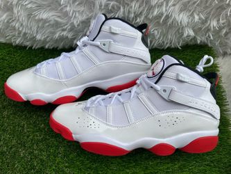 Air Jordan 6 Rings White Red Sneakers Size 10