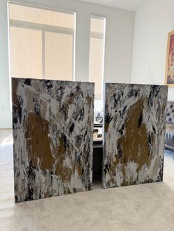 Pair of Original Abstract Canvas Paintings – 36” x 24”