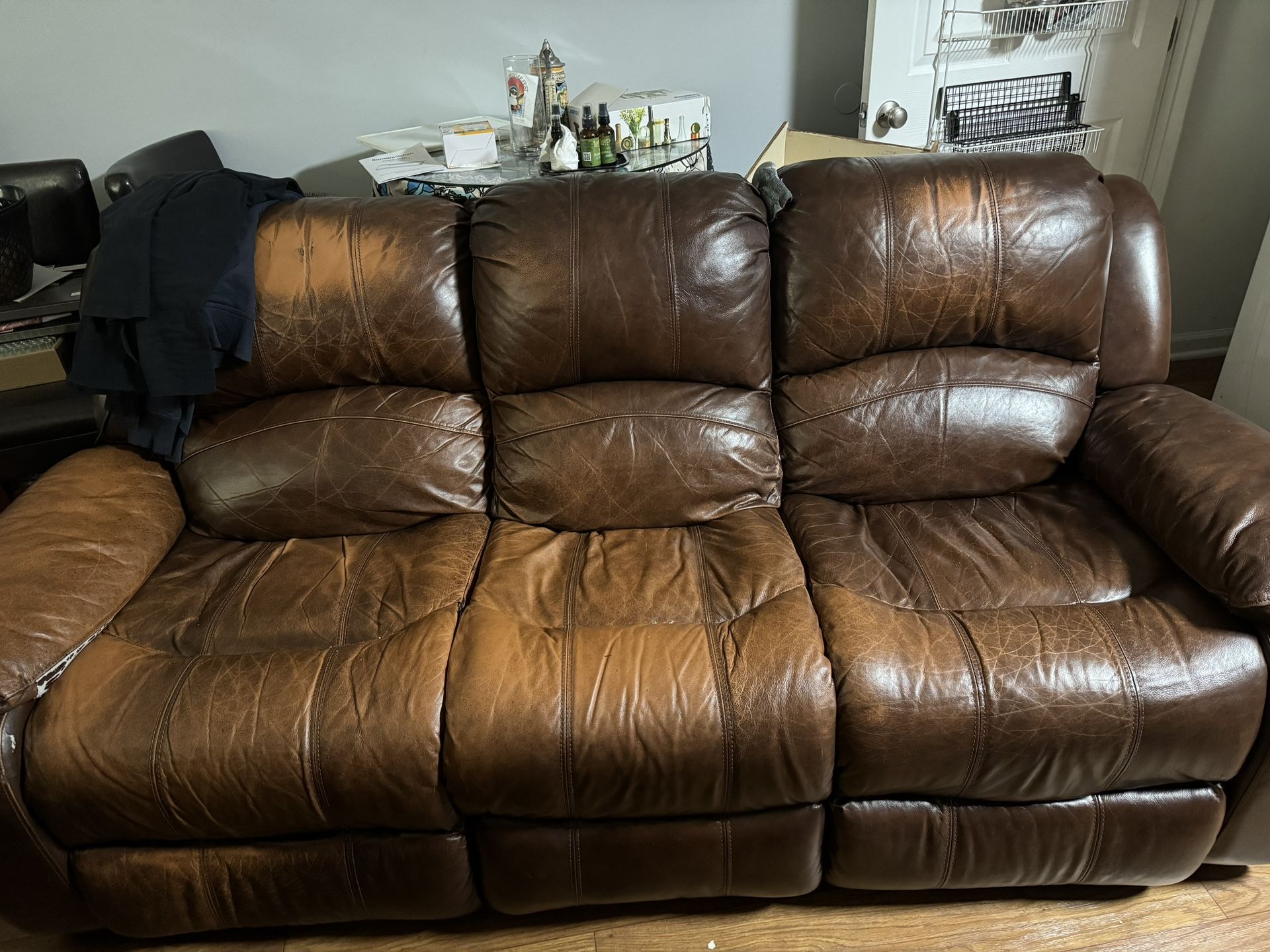 Power Reclining Leather Sofa