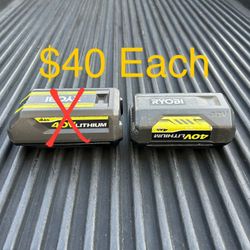 RYOBI 40V Lithium-Ion 4.0 Ah Battery **1 Available**
