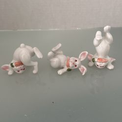 Three bone China, tumbling rabbits