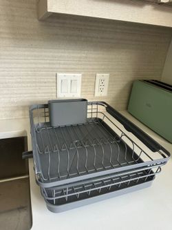 NEW - Expandable Stainless Steel Dish Drying Rack with Utensil Holder