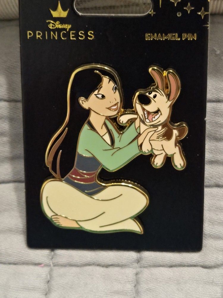 Disney Princess Mulan with her Sidekick Little Brother Enamel Metal Pin