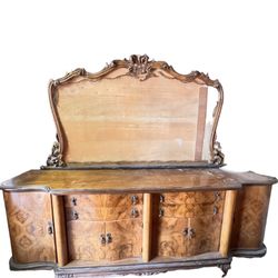 Italian Antique Walnut Sideboard Credenza 