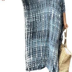 Women Rayon Tie Dye Kimonos Floral Print Cardigan Long Maxi Outfit Beach Cover Ups