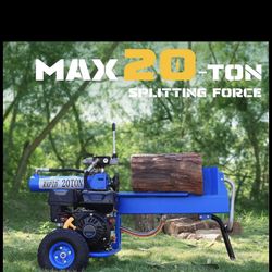20 Ton Portable Gas Log Splitter, 7HP Engine Wood Splitter with Dual-Gear Hydraulic Pump, Rapid Auto Return, Max Log Size 21"x16.5", Woodworking Machi