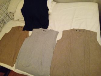 Four Men's V-neck Solid  Colors Knit Sweater Vest Size XXL