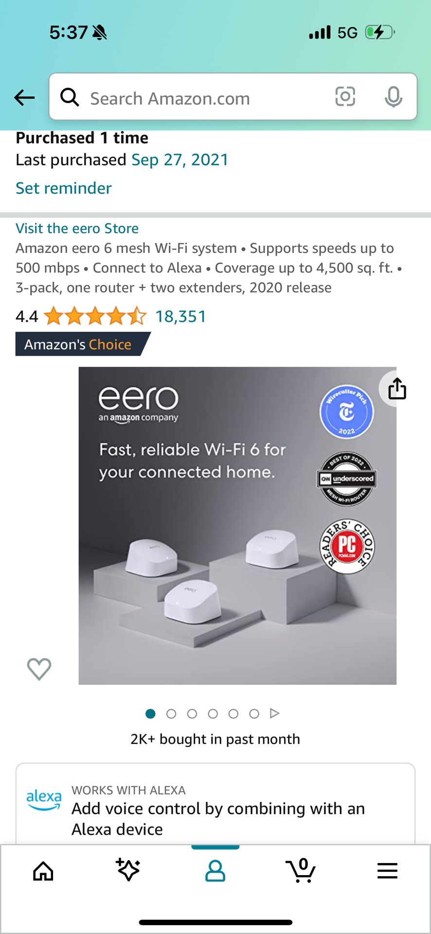 WiFi Router (without Modem) eero 6 