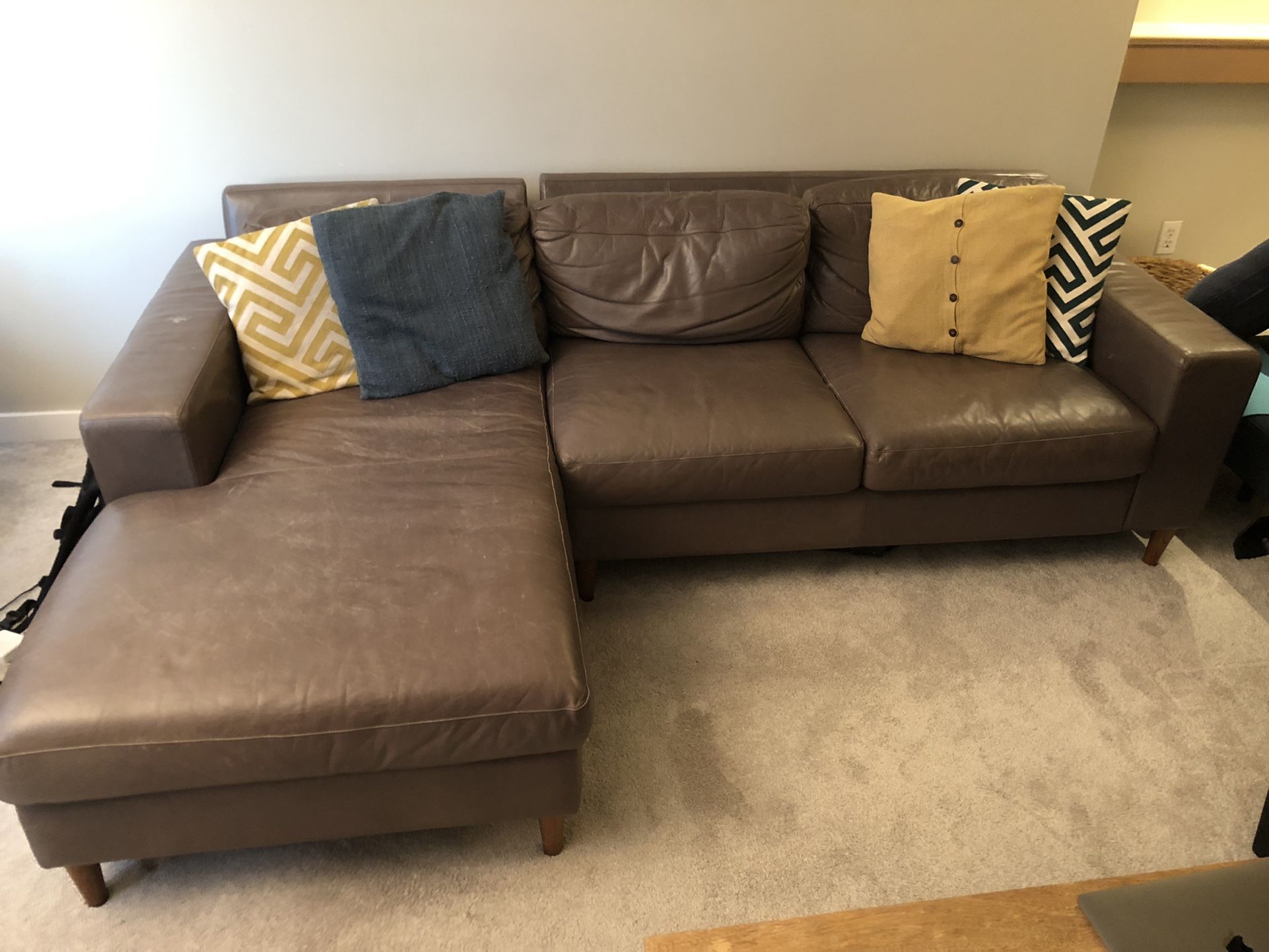 Leather West Elm Sectional