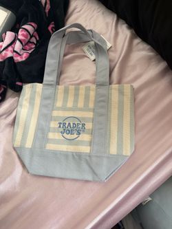 Trader Joe’s mini tote bag blue