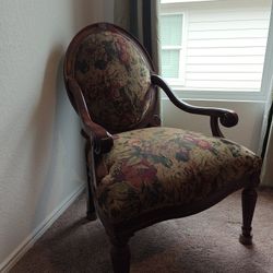 Real Wood And Tapestry Chair
