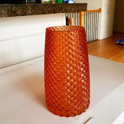 Orange Glass Vase Around 10” Tall