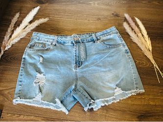 Light Wash Distressed Denim Shorts