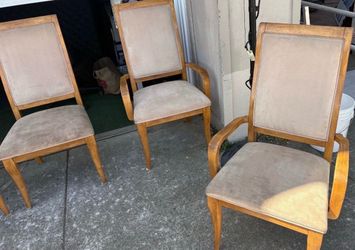 6 Mid-Century Style Wood Dining Chairs (4 Side, 2 Armchairs)