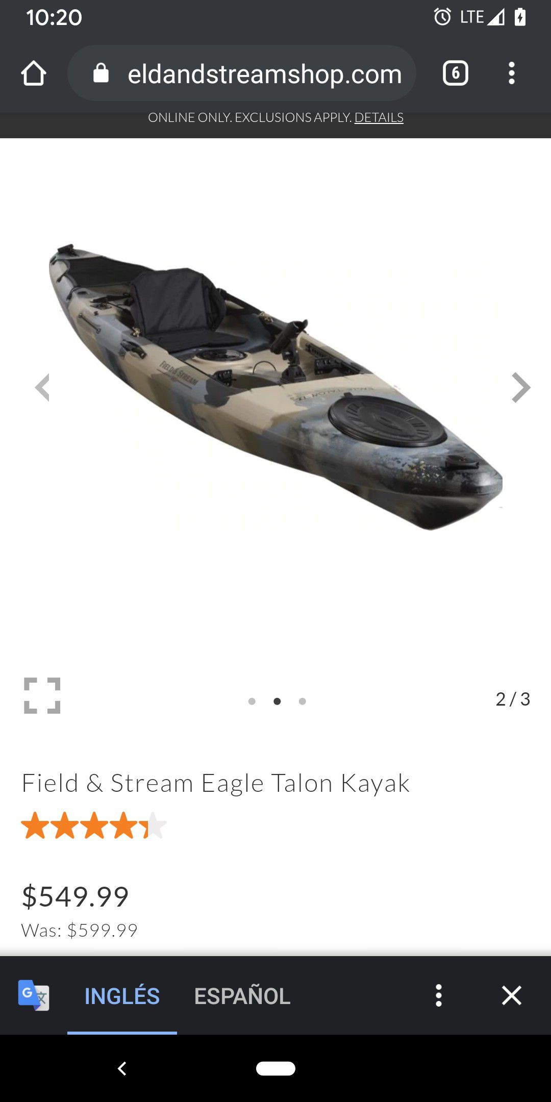 Eagle talon kayak fishing