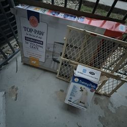 36” Dog Crate + Puppy Pads + Pet Gate Bundle