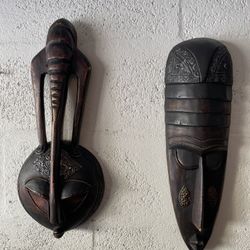 AFRICAN WOOD & METAL WALL MASKS