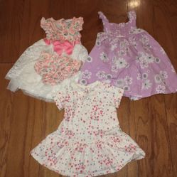Lot Of 3 Baby Girl Dresses Nicole Miller Butterfly/lace Gap Just OnE You 12-18M