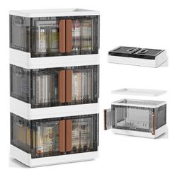 Haixin Storage Bins with Lids Collapsible and Stackable - White